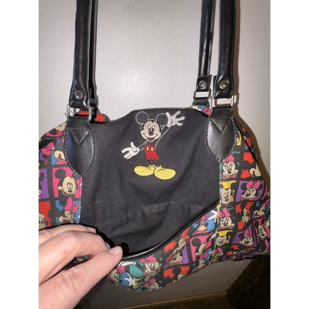 Vintage 90s Disney Mickey Mouse All Over Print Large Duffle Bag Travel Carry On